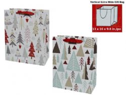 SAC CADEAU MOYEN AVEC FOND LARGE - ARBRES DE NOËL ASST